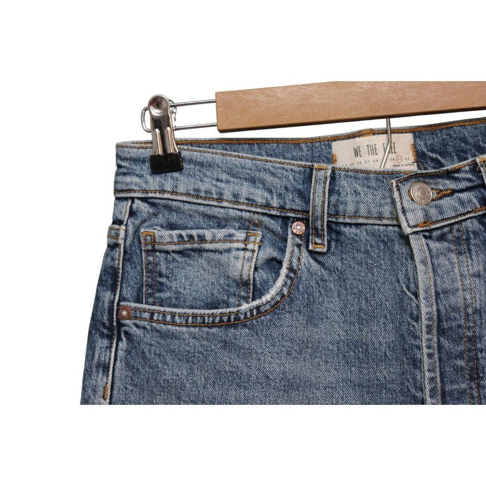 We The Free People Jeans Size 31 Straight Leg Button Fly Distressed High Rise - Picture 5 of 12